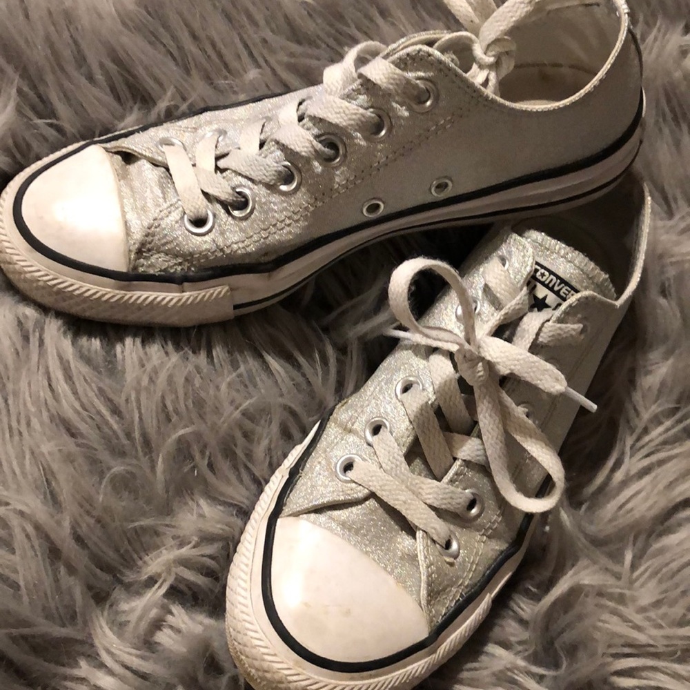 💎Silver Glitter Converse💎
